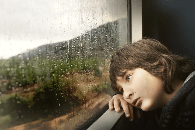 little boy, window, waiting, bored, too long at daycare